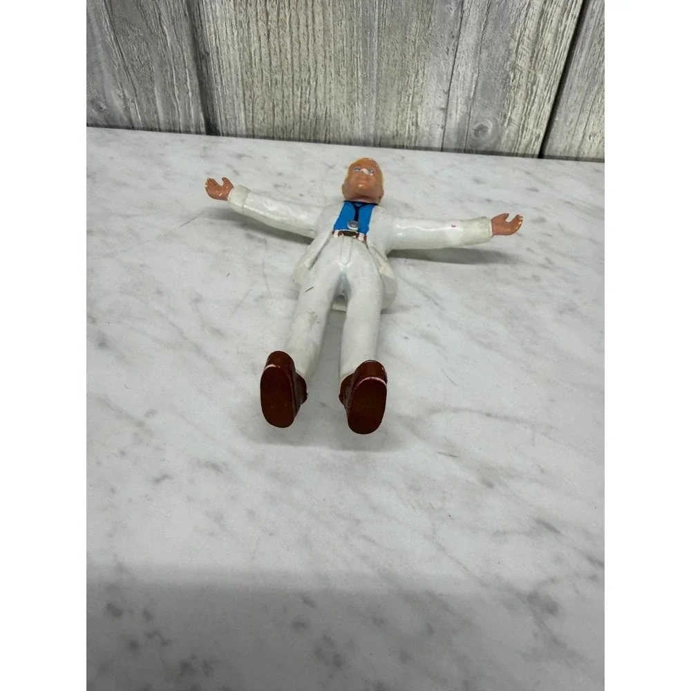Vintage 1994 Doctor Action Figure Blonde Male Medical Toy White Suit Bendy